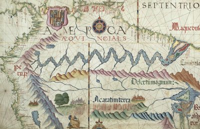 Norte de América del Sur, detalle de un atlas mundial, 1565 de Diego Homem
