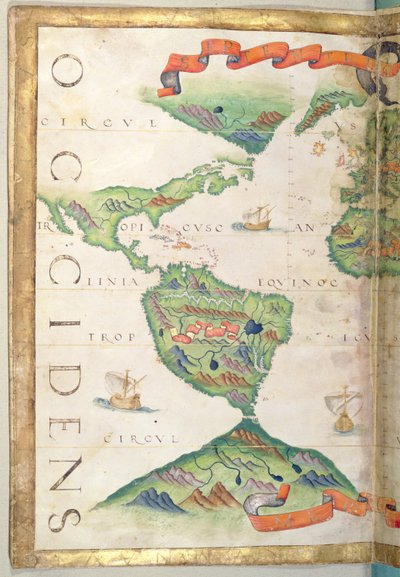Las Américas, detalle del atlas mundial, 1565 de Diego Homem