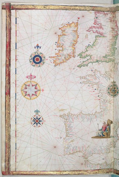 Las Islas Británicas e Iberia, detalle de un atlas mundial, 1565 de Diego Homem