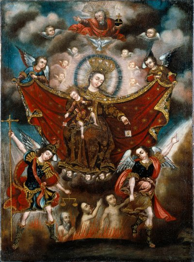 La Virgen del Carmen salvando almas en el Purgatorio de Diego Quispe Tito