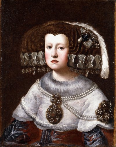 Retrato de la reina Mariana de Austria, medio cuerpo pequeño de Diego Rodriguez de Silva Velazquez