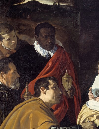 Adoración de los Magos. Detalle de las cabezas de los reyes magos. Pintura de Diego Velázquez de Diego Velázquez