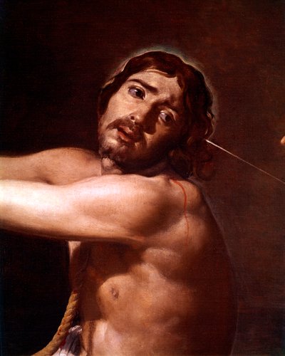 (detalle) de Cristo después de la flagelación contemplado por el alma cristiana, c.1628-29 de Diego Velázquez