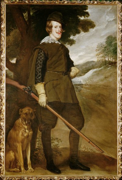 Felipe IV, Rey de España, con perro de caza (pintura sobre lienzo) de Diego Rodriguez de Silva y Velazquez