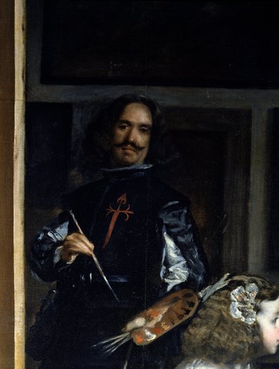Las Meninas. Detalle: autorretrato del pintor ante su caballete de Diego Rodriguez de Silva y Velazquez