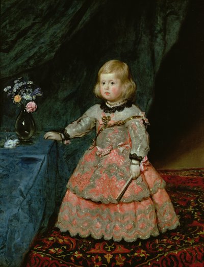 La infanta Margarita Teresa de España en un vestido rojo de Diego Velázquez