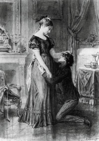 Ilustración de Confesión de niño del siglo, novela de Alfred de Musset (1810-1857), grabado según dibujo de Diogene Ulyssee Napoleón Maillart (1840-1926). de Diogene Ulysse Napoleon Maillart