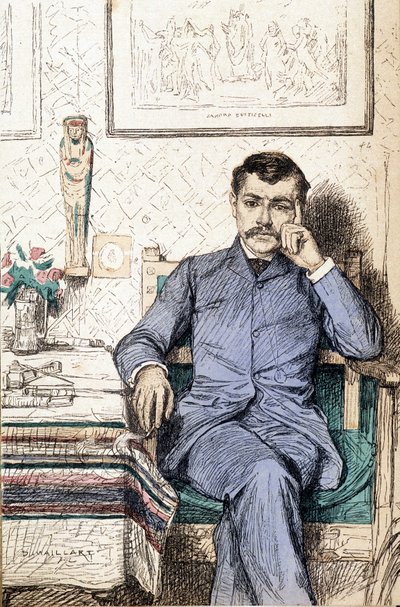 Retrato de Paul Bourget, novelista francés (1852-1935) (grabado) de Diogene Ulysse Napoleon Maillart