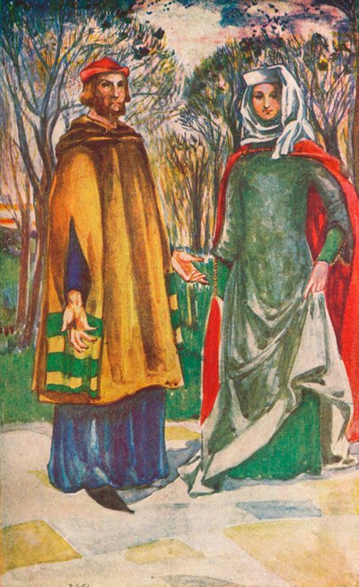 Un hombre y una mujer de la época de Eduardo I, 1907 de Dion Clayton Calthrop