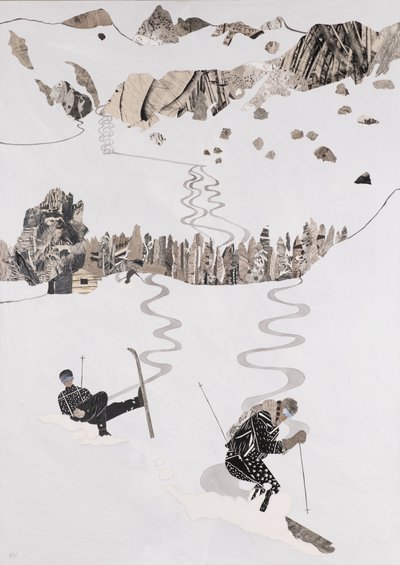 Ski-ing, Fall Line  Fall (collage) de Dione Verulam