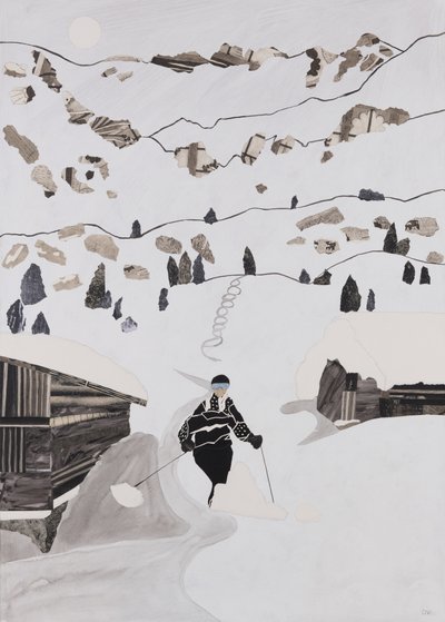 Esquiando hasta el almuerzo (collage) de Dione Verulam