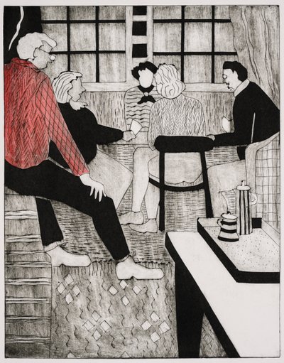 El profesor del puente (collagraph) de Dione Verulam