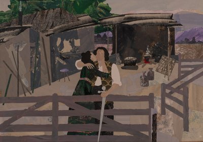 La despedida en la cabaña de Hunding, Ciclo del Anillo de Wagner (collage) de Dione Verulam