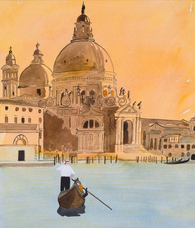 Venecia, saludo (acuarela y tinta) de Dione Verulam