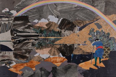 Wotan y el puente del arco iris, Ciclo del Anillo de Wagner (collage) de Dione Verulam