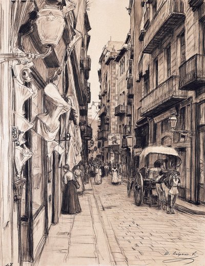 Calle Boira hacia la Plaza de la Llana, Barcelona de Dionisio Baixeras Verdaguer