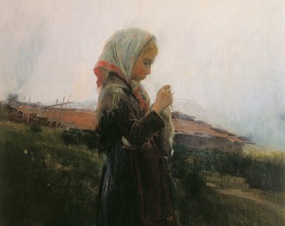 Tejiendo, (detalle) de Dionisio Baixeras Verdaguer
