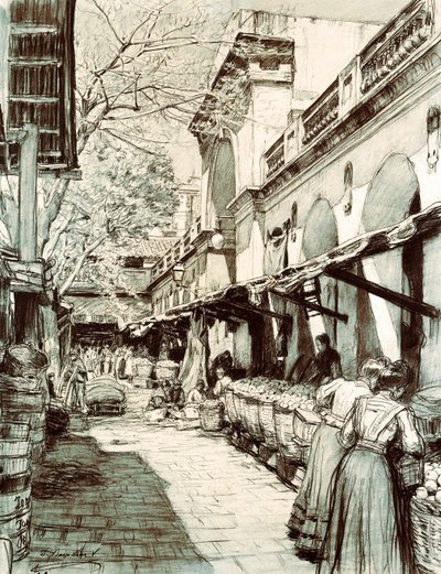 La plaza del mercado de Santa Catalina en Barcelona de Dionisio Baixeras Verdaguer
