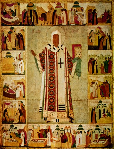 Metropolitano Alexius rodeado de escenas de su vida, ruso, 1480 de Dionisy