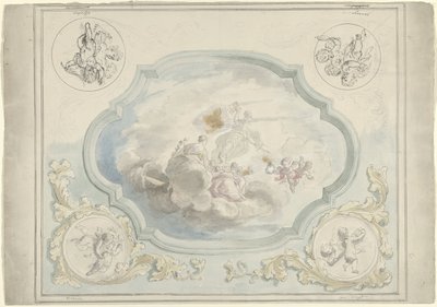 Diseño de un mural en el techo que representa a Charitas y Pax de Dionys van Nijmegen
