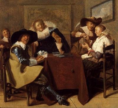 Una elegante fiesta de cartas de Dirck (attr. to) Hals
