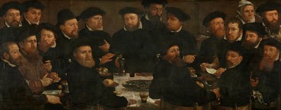 Banquete de dieciocho guardias de Ámsterdam del Escuadrón L, conocido como "Los comedores de perca", 1566 de Dirck Barendsz