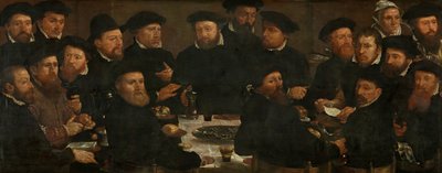 Banquete de dieciocho guardias del escuadrón L, Ámsterdam 1566, conocido como "Los comedores de percas de Dirck Barendsz.