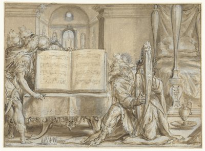 David como salmista de Dirck Barendsz.