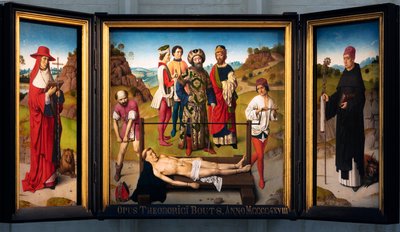 Iglesia parroquial (Parochiekerk Sint-Pieter). Pintura. Dirk Bouts. El Martirio de San Erasmo. Ca 1460-1464. de Dirck Bouts