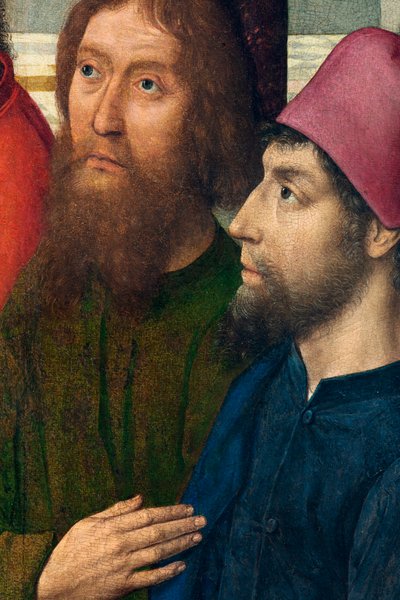 Iglesia parroquial (Parochiekerk Sint-Pieter). Pintura. La Última Cena. Dirk Bouts. 1464-1468. (detalle) de Dirck Bouts