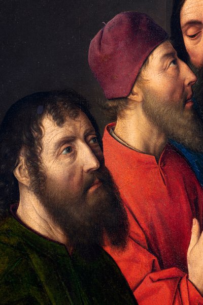 Iglesia parroquial (Parochiekerk Sint-Pieter). Pintura. La Última Cena. Dirk Bouts. 1464-1468. (detalle) de Dirck Bouts