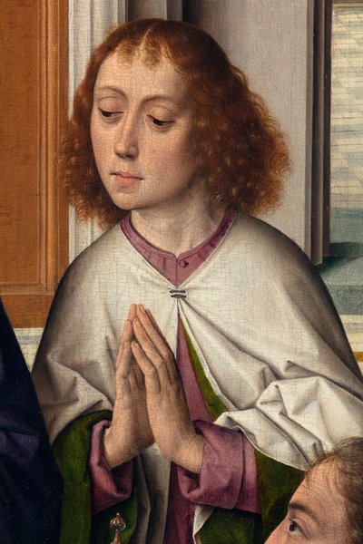 Iglesia parroquial (Parochiekerk Sint-Pieter). La Última Cena. Dirk Bouts. 1464-1468. (detalle) de Dirck Bouts