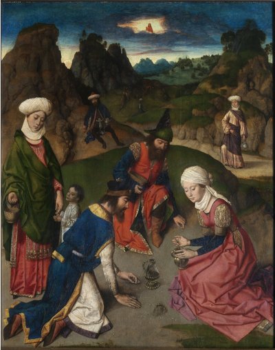 Políptico de la Última Cena: ""la cosecha del maná"" Pintura de Dirk Bouts (1410/20-1475) 1464-1468 Lovaina, iglesia de Saint Pierre de Dirck Bouts
