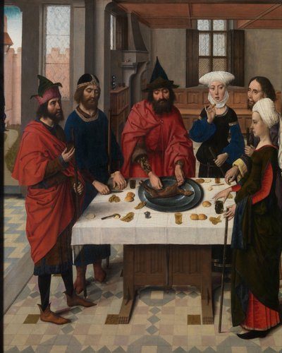 La fiesta de la Pascua, detalle del Retablo del Santísimo Sacramento, c.1464-68 (óleo sobre tabla) de Dirck Bouts