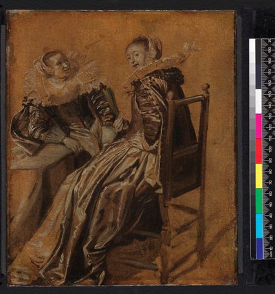 Dos damas sentadas en una mesa, 1625-1628 de Dirck Hals