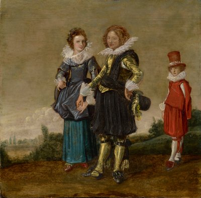 Joven Pareja Caminando con un Paje de Dirck Hals