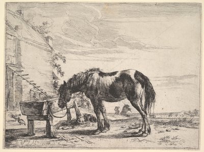 Caballo atado a un comedero de Dirck Stoop
