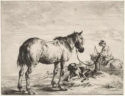 Caballo atado a un poste de Dirck Stoop