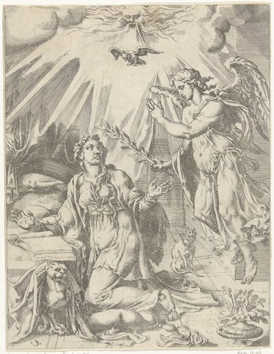 Anunciación La caída y la redención de la humanidad a través de la vida y la pasión de Cristo (título de la serie) de Dirck Volckertsz. Coornhert (attributed to)
