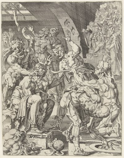 Burlándose de Cristo La caída y la redención de la humanidad a través de la vida y la pasión de Cristo (título de la serie) de Dirck Volckertsz. Coornhert (attributed to)