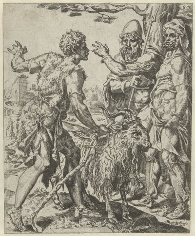 Chira buscando a la prostituta Historia de Judá y Tamar (título de la serie) de Dirck Volckertsz. Coornhert (attributed to)