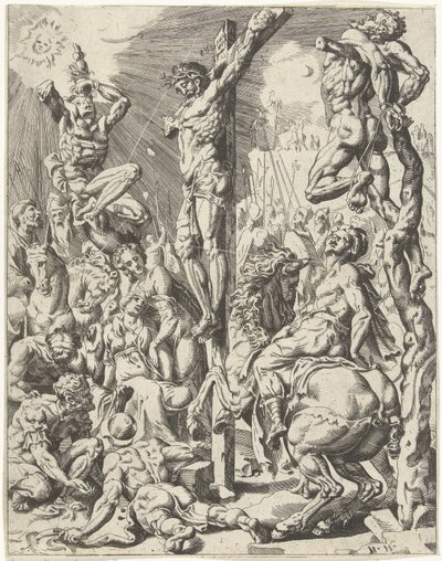 Cristo en la cruz La caída y la redención de la humanidad a través de la vida y la pasión de Cristo (título de la serie) de Dirck Volckertsz. Coornhert (attributed to)