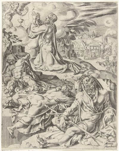 Cristo en el Huerto de Getsemaní La caída y la redención de la humanidad a través de la vida y la pasión de Cristo (título de la serie) de Dirck Volckertsz. Coornhert (attributed to)