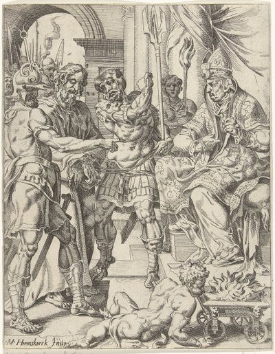 Cristo ante el sumo sacerdote Anás La caída y la redención de la humanidad a través de la vida y la pasión de Cristo (título de la serie) de Dirck Volckertsz. Coornhert (attributed to)