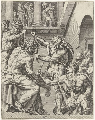 Cristo es coronado con la corona de espinas La caída y la redención de la humanidad a través de la vida y la pasión de Cristo (título de la serie) de Dirck Volckertsz. Coornhert (attributed to)