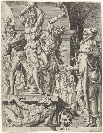 Flagelación de Cristo La caída y la redención de la humanidad a través de la vida y la pasión de Cristo (título de la serie) de Dirck Volckertsz. Coornhert (attributed to)