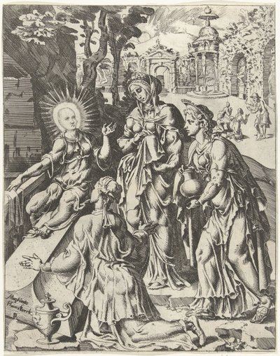 Santas mujeres en la tumba La caída y la redención de la humanidad a través de la vida y la pasión de Cristo (título de la serie) de Dirck Volckertsz. Coornhert (attributed to)