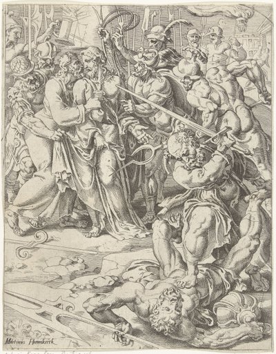 Beso de Judas y Arresto de Cristo La caída y la redención de la humanidad a través de la vida y la pasión de Cristo (título de la serie) de Dirck Volckertsz. Coornhert (attributed to)