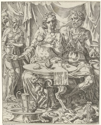 Judith y Holofernes disfrutando de un festín Judith y Holofernes (título de serie) de Dirck Volckertsz. Coornhert (attributed to)