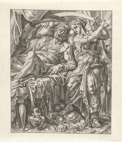Judit onthoofdt Holofernes Judit en Holofernes (series title) de Dirck Volckertsz. Coornhert (attributed to)